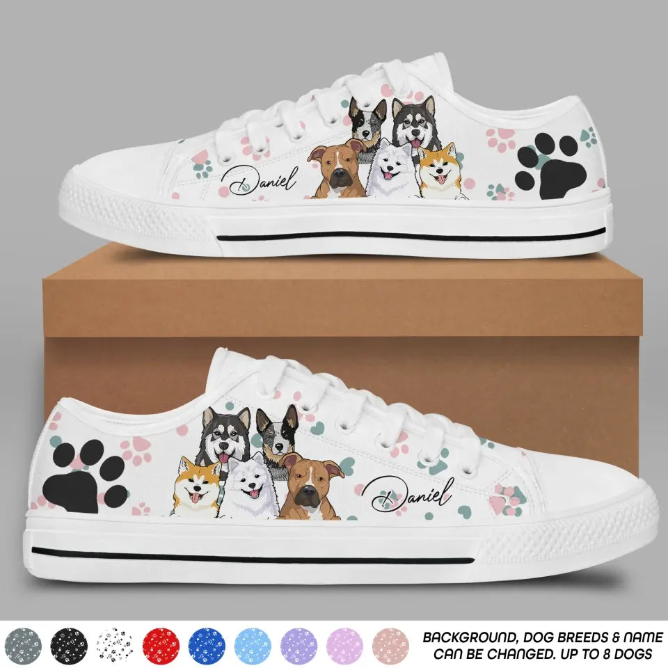Personalized Dogs with Name Dog Lovers Gift Lowtop Shoe Printed HTHDT0307