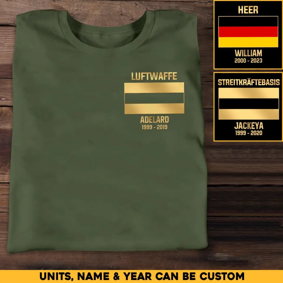 Personalized German Soldier/Veteran Name & Flag T-shirt Printed 23JUL-HQ03