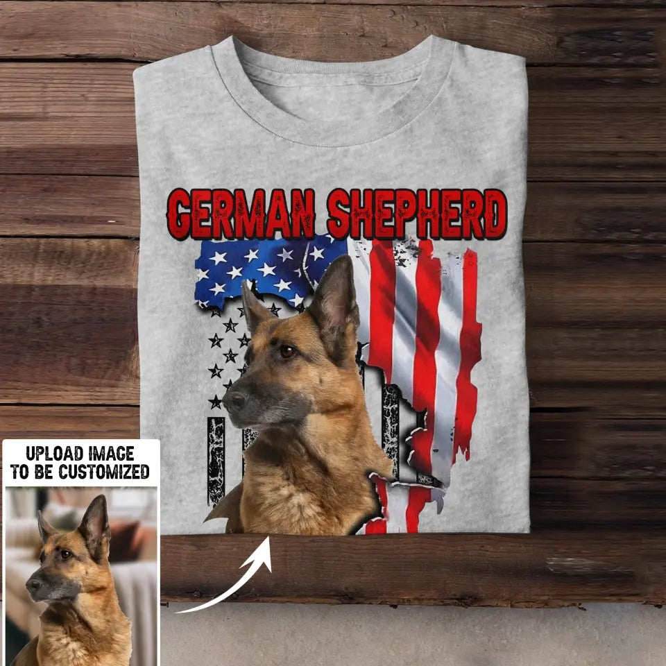Personalized Upload Your German Shepherd Photo Dog Lovers Gift T-Shirt Printed QTDT0607