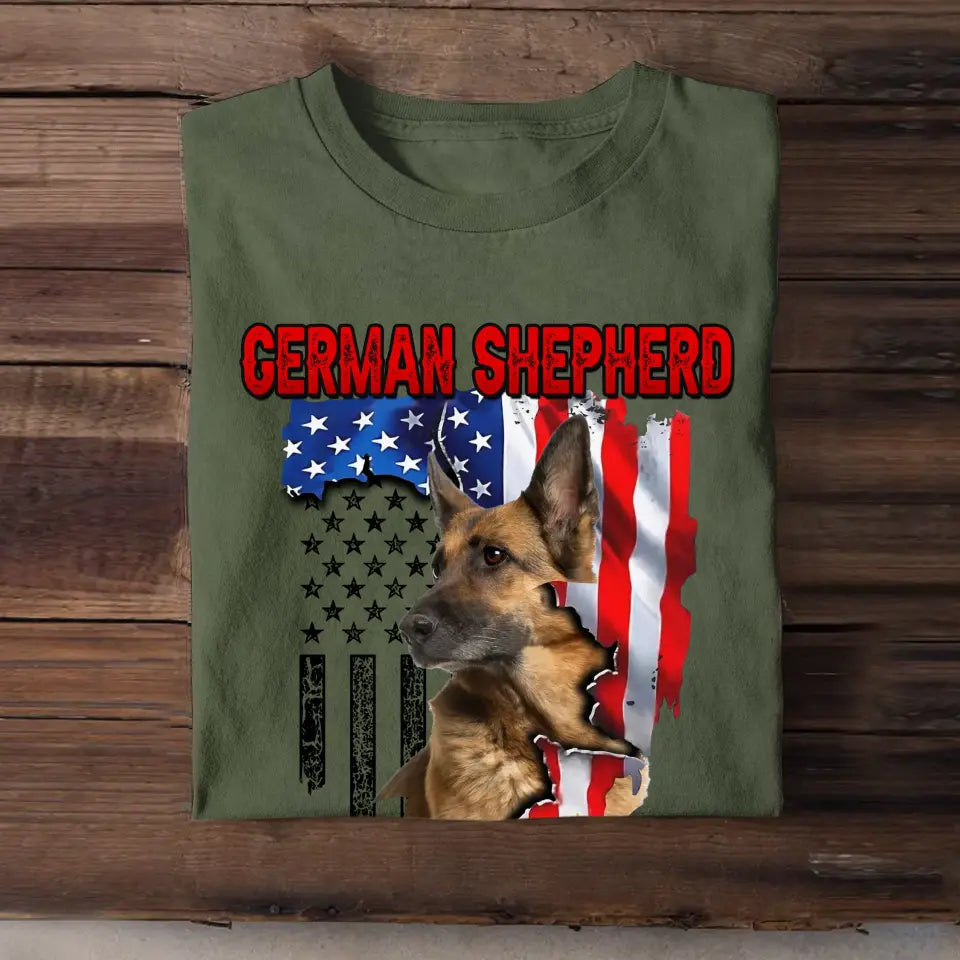 Personalized Upload Your German Shepherd Photo Dog Lovers Gift T-Shirt Printed QTDT0607