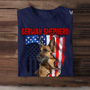 Personalized Upload Your German Shepherd Photo Dog Lovers Gift T-Shirt Printed QTDT0607