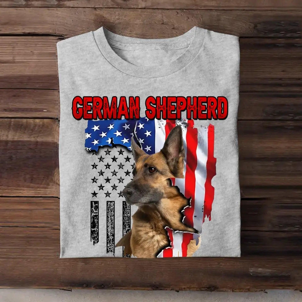 Personalized Upload Your German Shepherd Photo Dog Lovers Gift T-Shirt Printed QTDT0607