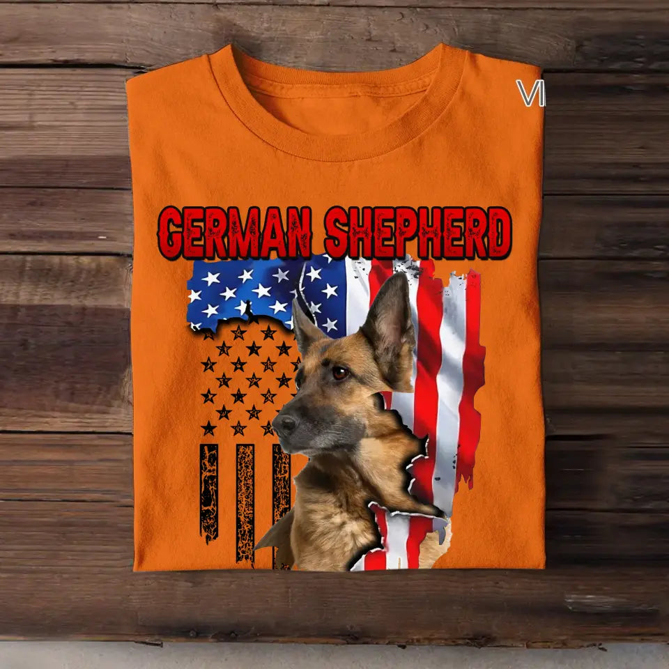 Personalized Upload Your German Shepherd Photo Dog Lovers Gift T-Shirt Printed QTDT0607