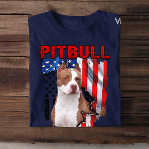 Personalized Upload Your Pitbull Photo Dog Lovers Gift T-Shirt Printed QTDT0607