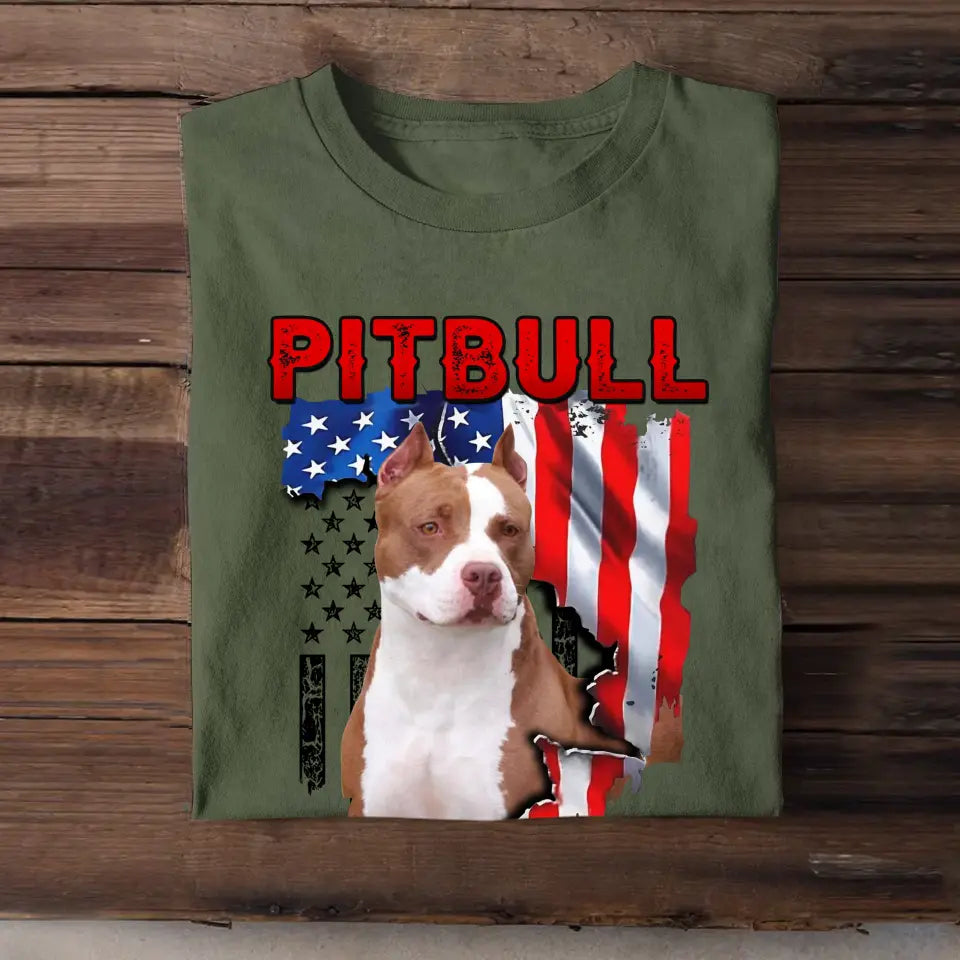 Personalized Upload Your Pitbull Photo Dog Lovers Gift T-Shirt Printed QTDT0607