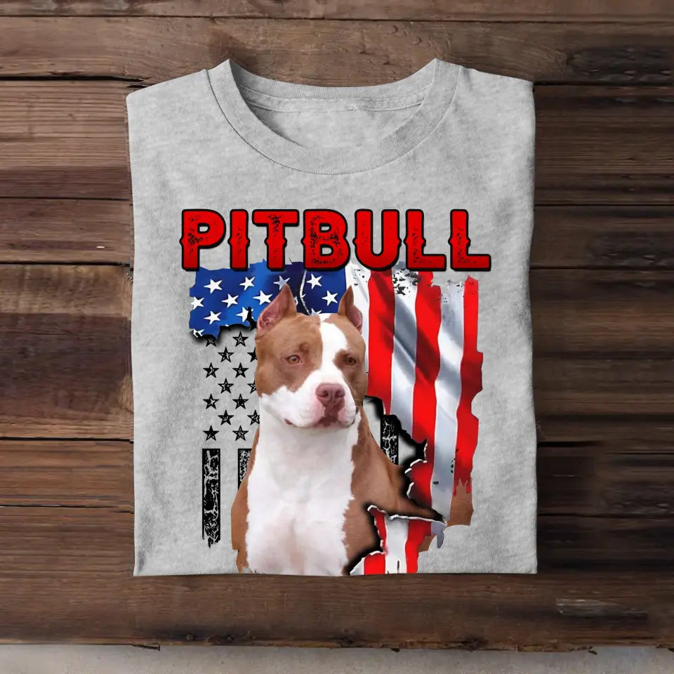Personalized Upload Your Pitbull Photo Dog Lovers Gift T-Shirt Printed QTDT0607