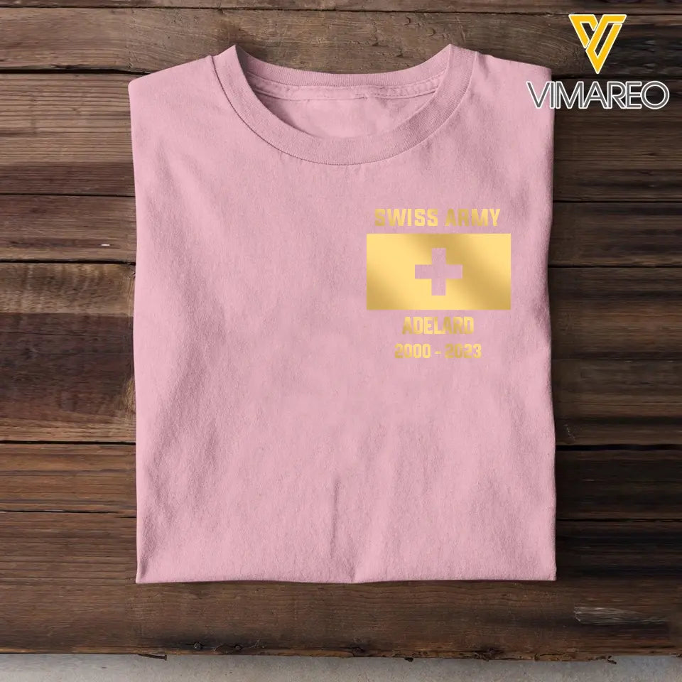 Personalized Swiss Soldier/Veteran Name & Flag T-shirt Printed 23JUL-HQ03