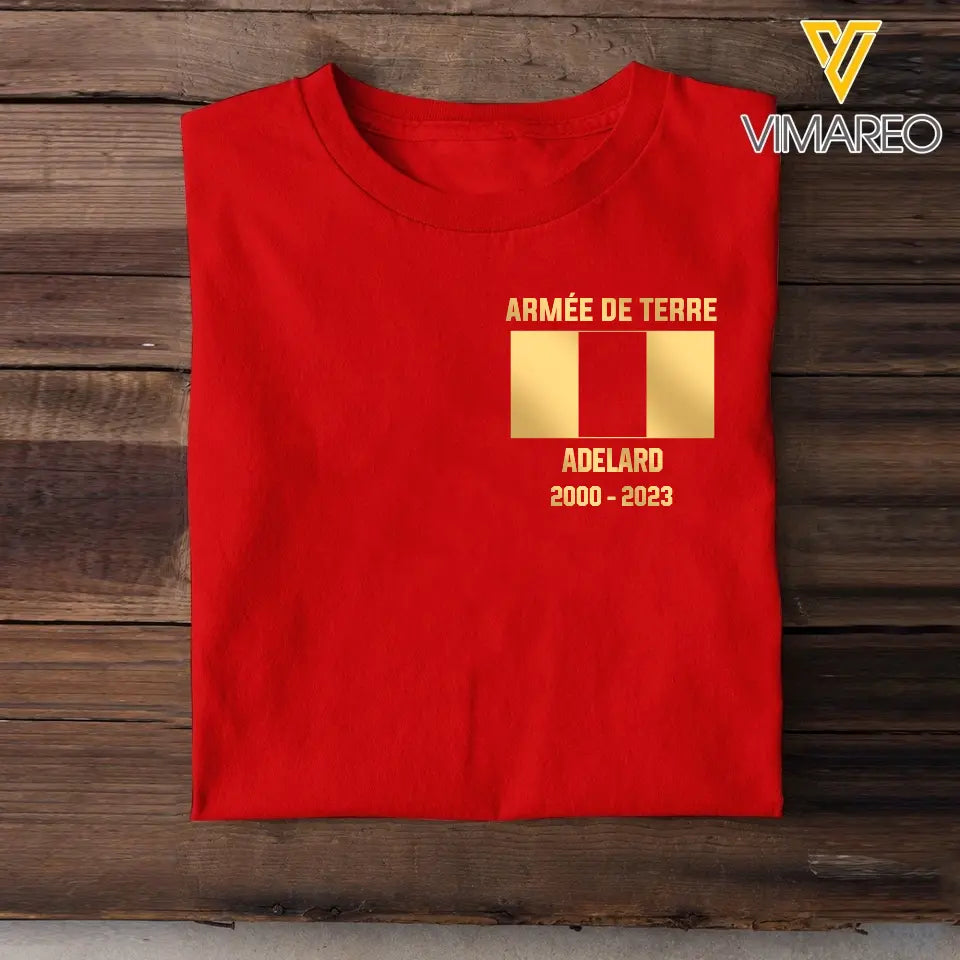 Personalized French Soldier/Veteran Name & Flag T-shirt Printed 23JUL-HQ03