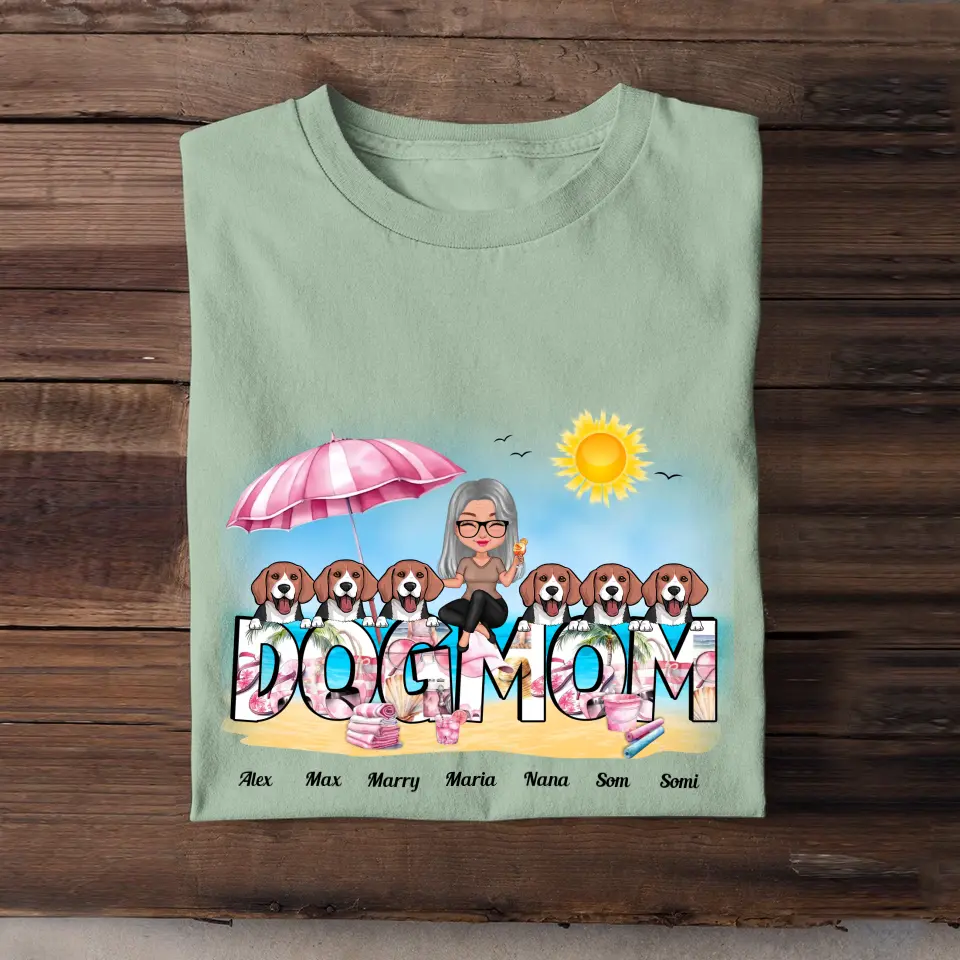 Personalized Dog Mom On The Beach T-shirt Printed MTHN2806