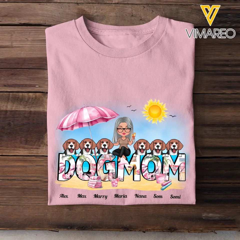 Personalized Dog Mom On The Beach T-shirt Printed MTHN2806