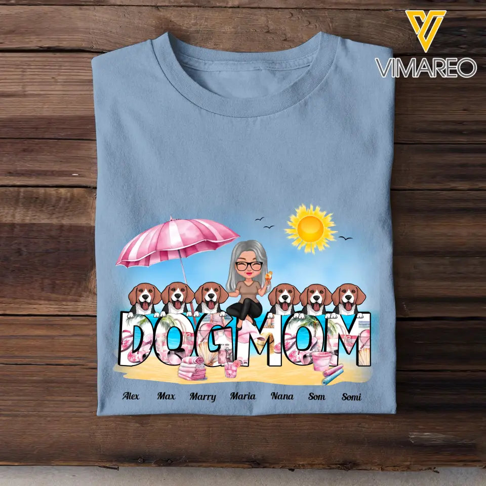 Personalized Dog Mom On The Beach T-shirt Printed MTHN2806