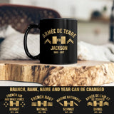 Personalized France Veteran/Soldier Rank Camo & Flag Black Mug Printed 23JUL-DT04