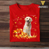 Personalized Upload Your Dog Photo Fall Season Maple Leaves T-shirt Printed 23JUL-KVH08