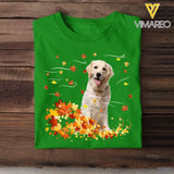Personalized Upload Your Dog Photo Fall Season Maple Leaves T-shirt Printed 23JUL-KVH08