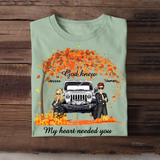 Personalized Fall Season Jeep Couple God Knew My Heart Needed You T-Shirt Printed QTKH1007