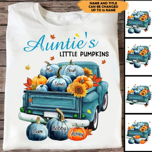 Personalized Fall Season Auntie's Little Pumpkins Car With Kid Names T-shirt Printed 23JUL-KVH10