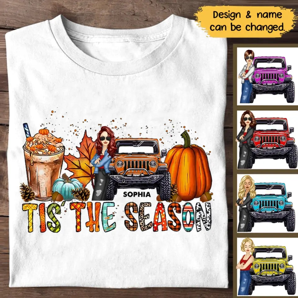 PersonalizedTis The Season Jeep Lover Fall Season Pumpkin T-Shirt Printed QTPN1107