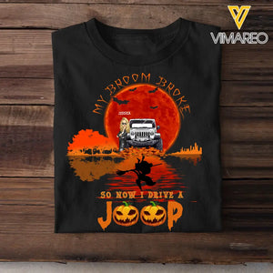 Personalized Jeep Girl Halloween My Broom Broke So Now I Drive A Jeep T-shirt Printed MTKVH1107