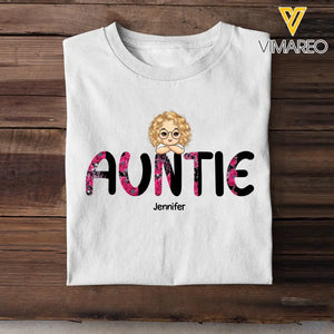Personalized Auntie with Kids Names T-shirt Printed 23MAY-PN24