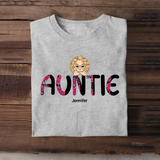 Personalized Auntie with Kids Names T-shirt Printed 23MAY-PN24