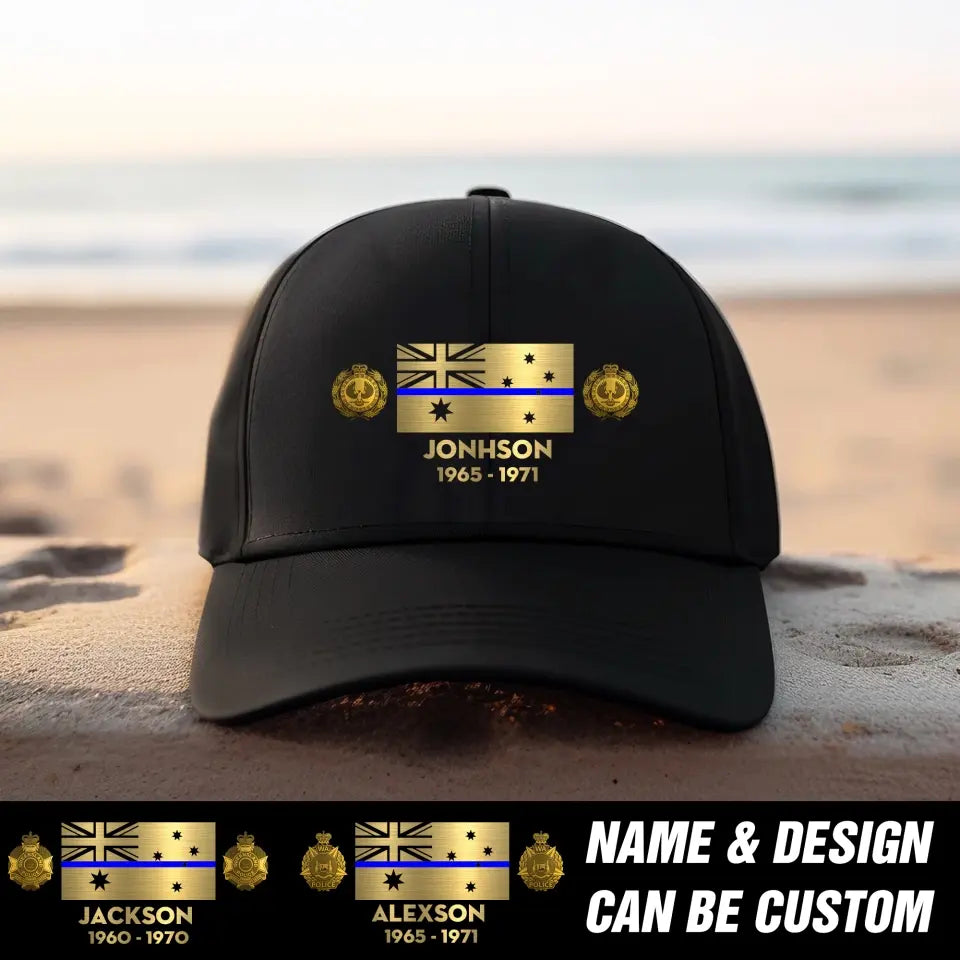 Personalized Australian Law enforcement Blue Thin Line Cap Printed QTKH1407