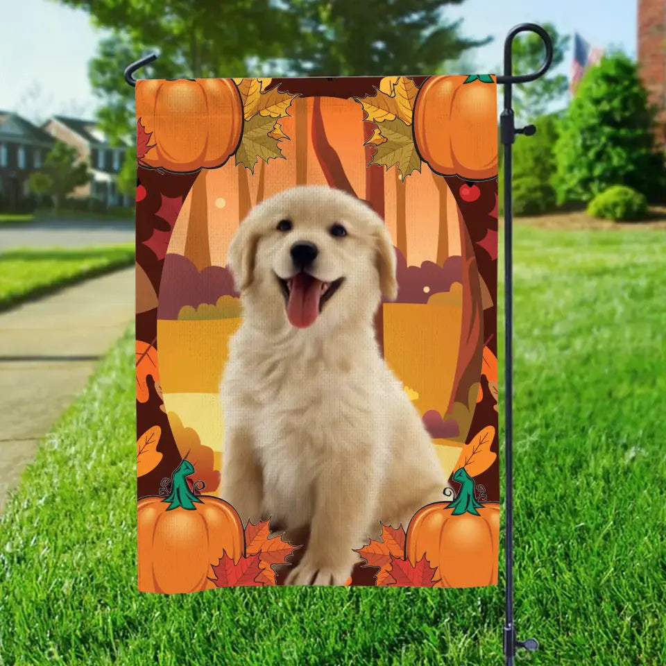Personalized Upload Photo Dog Fall Season Garden Flag Printed QTNL1807