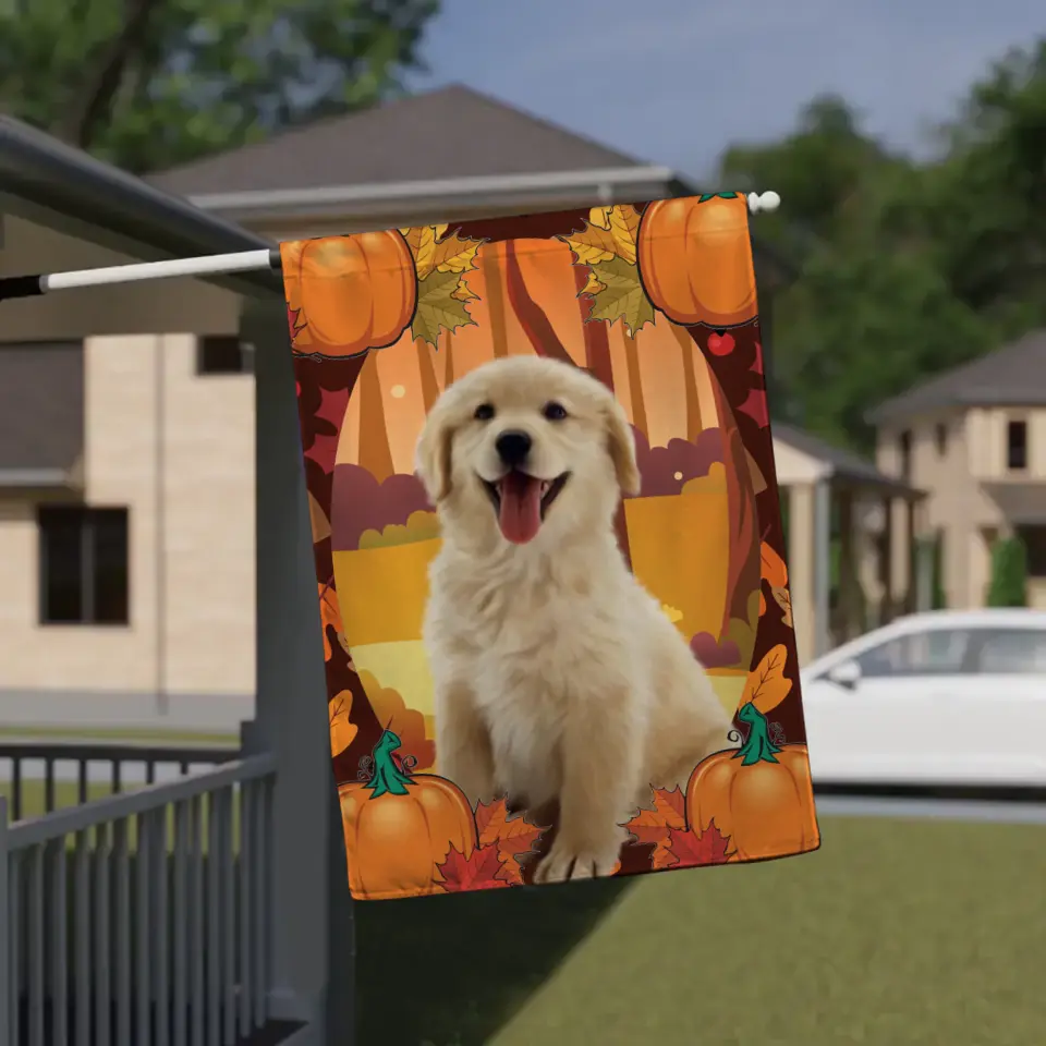 Personalized Upload Photo Dog Fall Season Garden Flag Printed QTNL1807