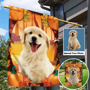 Personalized Upload Photo Dog Fall Season Garden Flag Printed QTNL1807