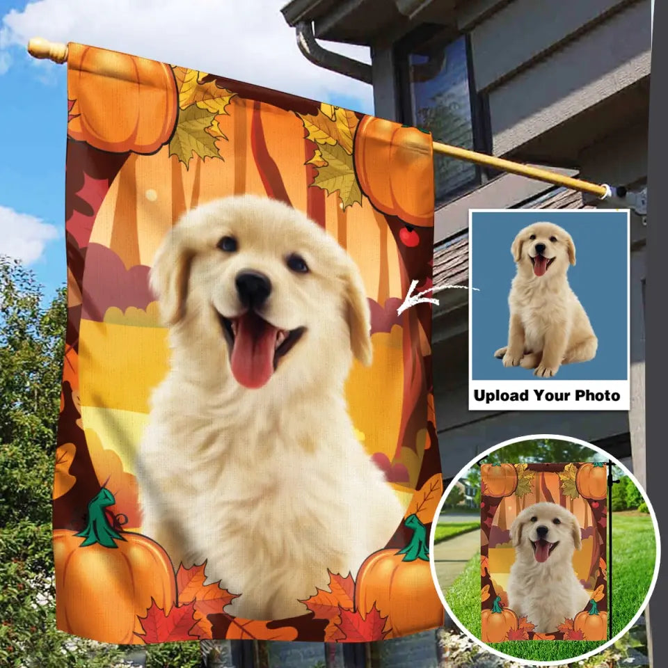 Personalized Upload Photo Dog Fall Season Garden Flag Printed QTNL1807