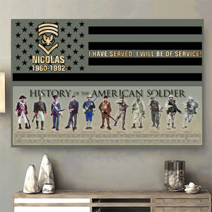 Personalized History Of The American Soldier US Veteran Canvas Printed QTPVD197