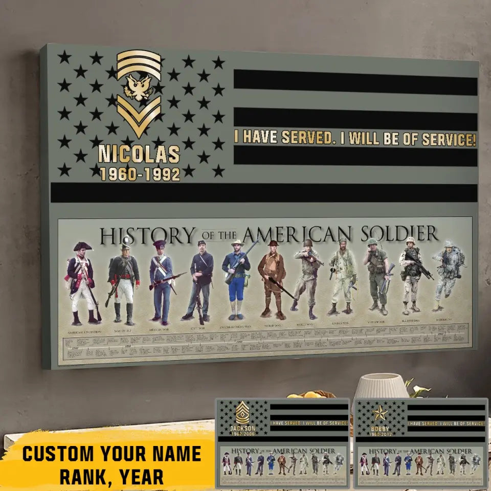 Personalized History Of The American Soldier US Veteran Canvas Printed QTPVD197