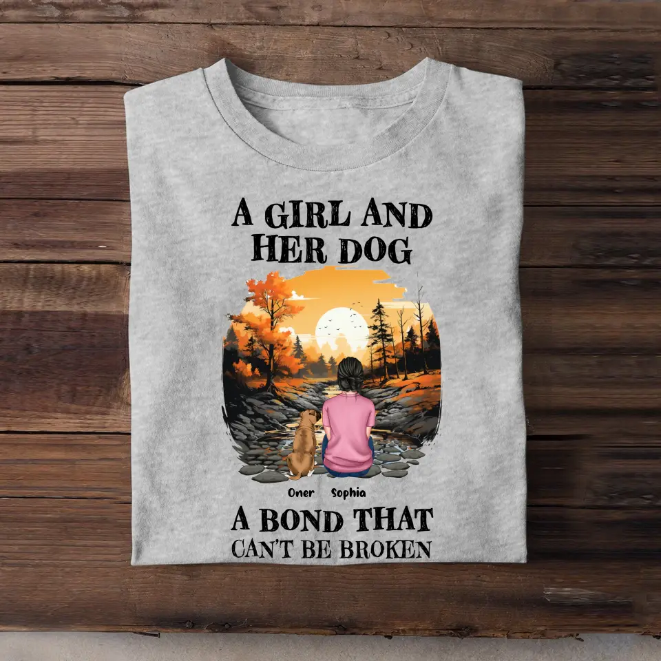 Personalized Fall Season A Girl And Her Dog A Bond That Can't Be Broken T-Shirt Printed HTHPVD1807