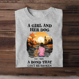 Personalized Fall Season A Girl And Her Dog A Bond That Can't Be Broken T-Shirt Printed HTHPVD1807