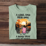 Personalized Fall Season A Girl And Her Dog A Bond That Can't Be Broken T-Shirt Printed HTHPVD1807