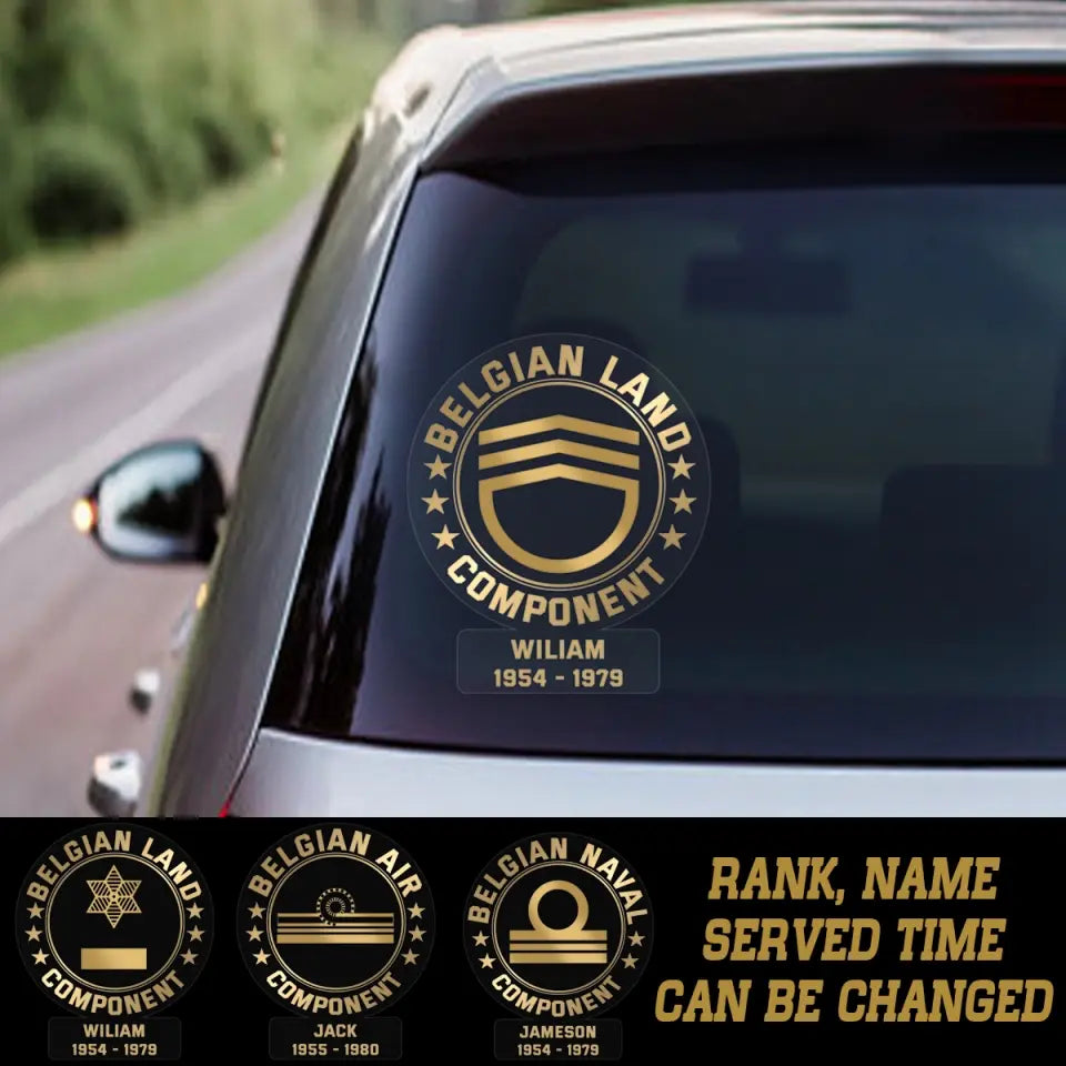 Personalized Belgian Veterans Soldier Car Decal Printed QTPN1907