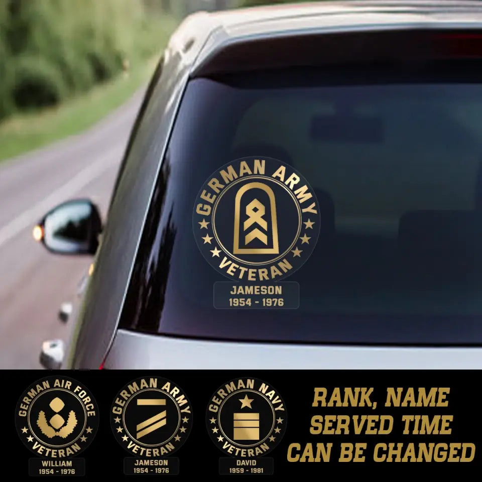 Personalized German Veterans Soldier Car Decal Printed QTPN1907