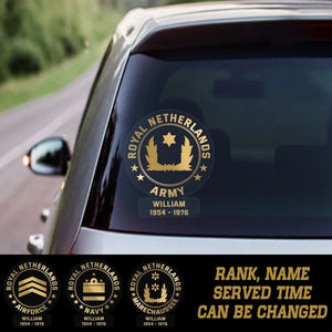 Personalized Netherland Veterans Soldier Car Decal Printed QTPN1907
