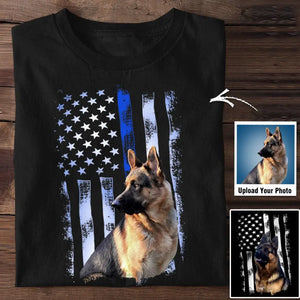Personalized Upload Your German Shepherd Photo Flag Background T-shirt Printed 23JUL-PN18