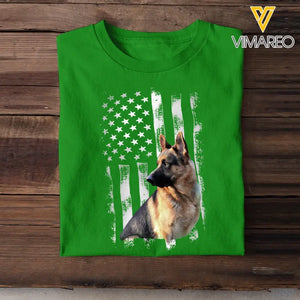 Personalized Upload Your German Shepherd Photo Flag Background T-shirt Printed 23JUL-PN18