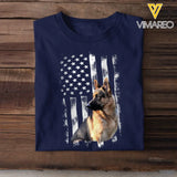 Personalized Upload Your German Shepherd Photo Flag Background T-shirt Printed 23JUL-PN18