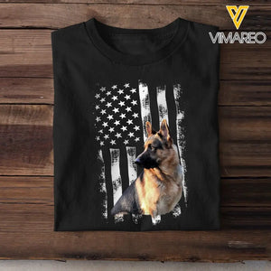 Personalized Upload Your German Shepherd Photo Flag Background T-shirt Printed 23JUL-PN18
