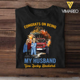 Personalized Congrats On Being My Husband You Lucky Bastard Couple & Jeep Car T-shirt Printed MTPVD1907