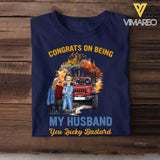 Personalized Congrats On Being My Husband You Lucky Bastard Couple & Jeep Car T-shirt Printed MTPVD1907