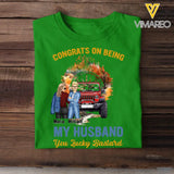 Personalized Congrats On Being My Husband You Lucky Bastard Couple & Jeep Car T-shirt Printed MTPVD1907