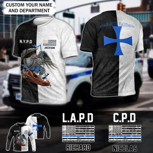 Personalized US Thin Blue Line Blessed Are The Peacemaker Hoodie Tshirt 3D Printed QTPVD217
