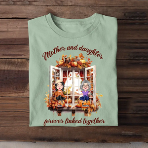 Personalized Mother And Daughters Forever Linked Together T-shirt Printed HTHHN2107