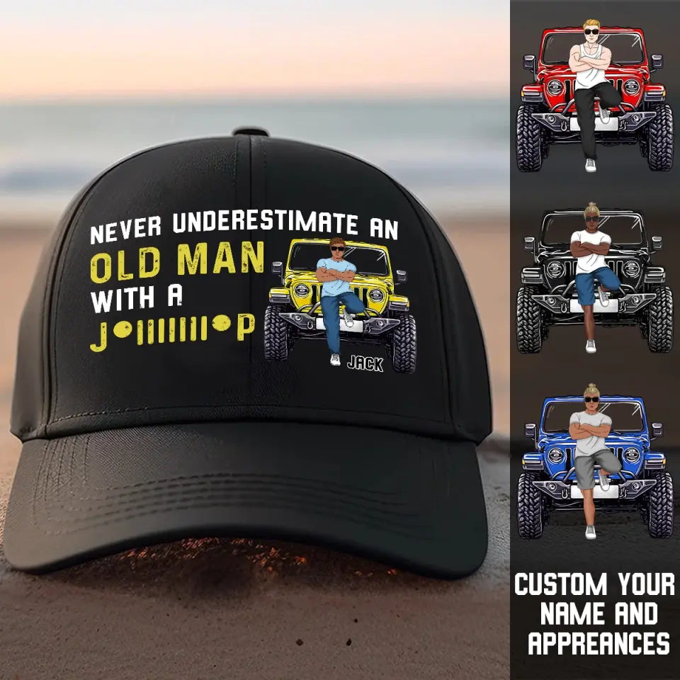 Personalized Never Underestimate An Old Man With A Jeep Cap Printed MTHPD2007