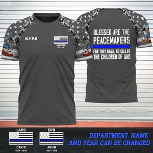 Personalized US Thin Blue Line Blessed Are The Peacemaker Tshirt 3D Printed QTPN2207