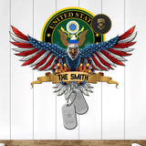 Personalized US Veterans Flag Eagle Shape Metal Sign Printed QTPD227