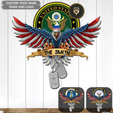 Personalized US Veterans Flag Eagle Shape Metal Sign Printed QTPD227